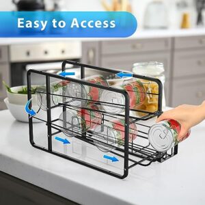 2 Pack Can Rack Organizer Stackable Can Storage Dispenser Pantry Organization Storage Holds Up to 34 Cans for Kitchen Cabinet, Countertop, Refrigerator, Black