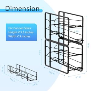 2 Pack Can Rack Organizer Stackable Can Storage Dispenser Pantry Organization Storage Holds Up to 34 Cans for Kitchen Cabinet, Countertop, Refrigerator, Black