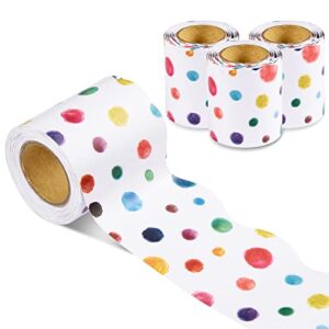 99 feet painted dots bulletin board border colorful polka dots scalloped rolled border trim painted dots classroom bulletin board decoration for boho back to school classroom office party decor,3 roll