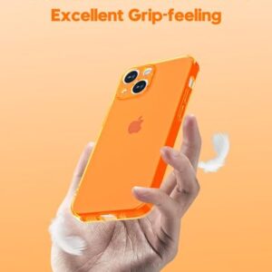 Svanove for iPhone 13 Mini Case Clear, Transparent Thin Slim Flexible TPU Cute Cover Aesthetic Design, Soft Silicone Rubber for Women Girl, Non-Yellowing Protective Airbag Gel Bumper, Neon Orange