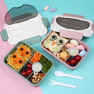 MaMix Bento Lunch Boxes for Kids, Bento Box Adult Lunch Box, 5 Compartment Lunch Box Containers for Kids Adults, Meal Prep Containers Accessories Reusable & Leakproof Pink