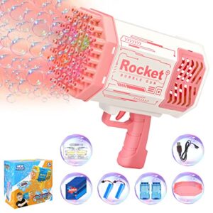 bazooka bubble blaster gun with 2 batteries,rocket bubble machine blower,birthday gift for girls kids,bubble maker toys for party wedding(pink)