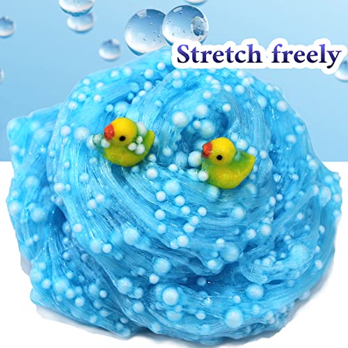 Blue Foam Ball Slime and Lovely Crystal Beads, Squeeze it and Make a Squeaking Sound. Stretchy and Non-Sticky, Popular for Birthday Gift Parties with Girls and Boys