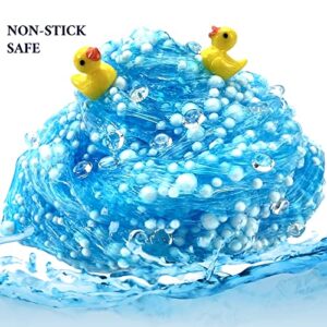 Blue Foam Ball Slime and Lovely Crystal Beads, Squeeze it and Make a Squeaking Sound. Stretchy and Non-Sticky, Popular for Birthday Gift Parties with Girls and Boys