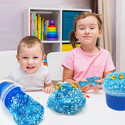 Blue Foam Ball Slime and Lovely Crystal Beads, Squeeze it and Make a Squeaking Sound. Stretchy and Non-Sticky, Popular for Birthday Gift Parties with Girls and Boys