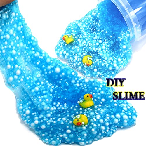 Blue Foam Ball Slime and Lovely Crystal Beads, Squeeze it and Make a Squeaking Sound. Stretchy and Non-Sticky, Popular for Birthday Gift Parties with Girls and Boys