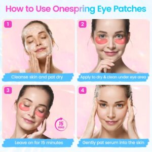 Onespring Under Eye Patches (24 Pairs) - Under Eye Mask for Wrinkles, Puffy Eyes, Dark Circles, Eye Bags, Natural Collagen Eye Gels Pads, Under Eye Mask Patches for Beauty & Personal Care