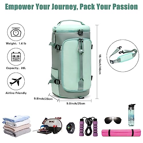 ACESAK Gym Bag for Women - Small Sports Duffle Bag with Shoes Compartment & Wet Pocket - 28L Gym Accessories Backpack Workout Bag Waterproof Carry On Rucksack Daypack