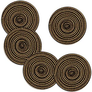 trivets for hot dishes, large trivet for hot pots and pans 8 inches, hot pads for kitchen table, coasters cotton mat to protect counter, cooking potholder (stripe 5 pcs)