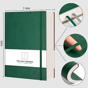 AHGXG Bullet Dotted Journal - 320 Pages Dot Grid Notebook B5 Large Journal, 100gsm Thick Dotted Paper, Leather Softcover, with Journal Stencils, Inner Pocket, 7.6'' X 10'' - Green