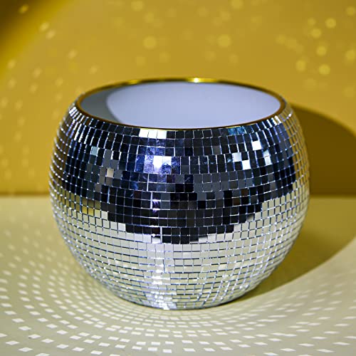 Wittolins Disco Ice Bucket for Cocktail Bar,Mirror Silver Disco Ball Decor,Retro Party Accessories,8 Inch Disco Ball Theme Party Decorations,Cooler for Wine Beer Champagne Ice Cold Drinks