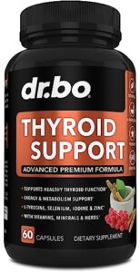 thyroid support for women & men supplement - natural metabolism, mood & energy enhancer with l-tyrosine selenium iodine zinc bladderwrack kelp & ashwagandha thyroid supplement complex vitamin 60 pills