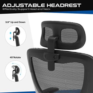 Laziiey Home Office Desk Chair, Ergonomic Office Chair with Flip Up Arms Adjustable Headrest, Mesh Computer Chairs with Lumbar Support for Office Home Work