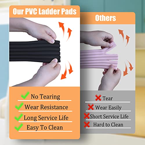 Amerbro Bunk Bed Ladder Pads - PVC Soft Corner Protectors with Strong Adhesive Bunk Bed Ladder Cover for Stair Steps Foot Comfort 6.6 ft (2M) - Black