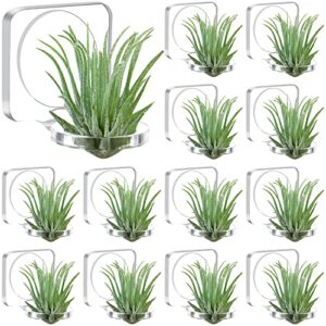 jetec 12 pcs air plants holder, acrylic air plant hanger with mounting tape for hanging air plants on glass display home decoration, plants not included