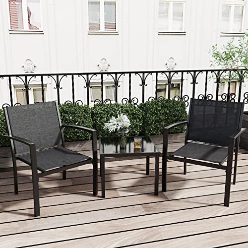 Greesum 4 Pieces Patio Furniture Set, Outdoor Conversation Sets, Lawn, Garden, Poolside & 3 Pieces Patio Furniture Set Outdoor Conversation Textilene Fabric Chairs, Garden, Balcony, Poolside