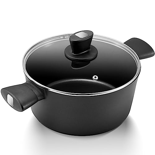 Nonstick Pot with Lid, Induction Cooking Pot, Stock Pot, Soup Pot with Anti-Scald Handle, 9.5inch/4.8QT, Easy Cleanup