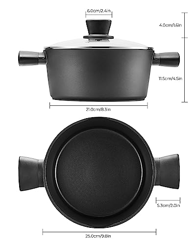 Nonstick Pot with Lid, Induction Cooking Pot, Stock Pot, Soup Pot with Anti-Scald Handle, 9.5inch/4.8QT, Easy Cleanup