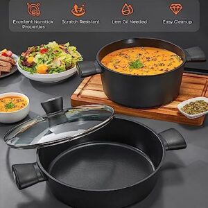 Nonstick Pot with Lid, Induction Cooking Pot, Stock Pot, Soup Pot with Anti-Scald Handle, 9.5inch/4.8QT, Easy Cleanup