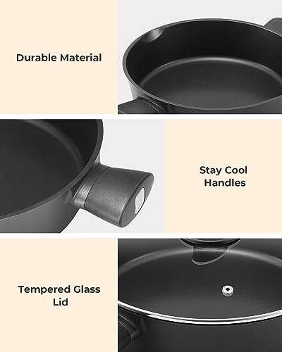 Nonstick Pot with Lid, Induction Cooking Pot, Stock Pot, Soup Pot with Anti-Scald Handle, 9.5inch/4.8QT, Easy Cleanup