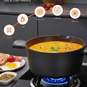 Nonstick Pot with Lid, Induction Cooking Pot, Stock Pot, Soup Pot with Anti-Scald Handle, 9.5inch/4.8QT, Easy Cleanup