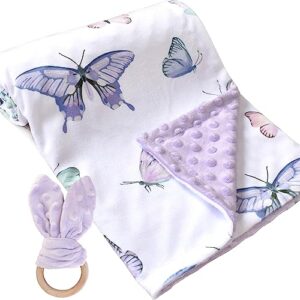 baby blankets for boys girls soft minky blanket for newborn infant toddler used for crib stroller nursery (butterfly)