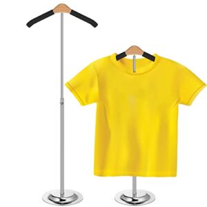 adjustable child t shirt display flexible shoulder stand shirt rack portable hanging black metal clothes hanger rack for clothing garment coat retail vendor, height 16-27.9 inch (1 pcs)