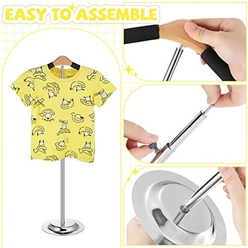 Adjustable Child T Shirt Display Flexible Shoulder Stand Shirt Rack Portable Hanging Black Metal Clothes Hanger Rack for Clothing Garment Coat Retail Vendor, Height 16-27.9 Inch (1 Pcs)