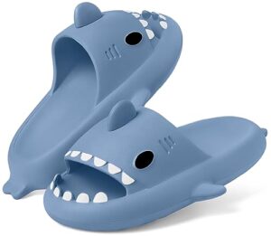 kvbabby cloud shark slides for kids toddlers girls boys novelty open toe sandals cute shower pillow slippers with thick sole for outdoor indoor sky blue 3-4 big kid