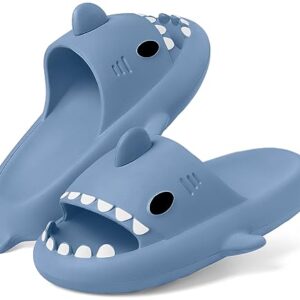 KVbabby Cloud Shark Slides for Kids Toddlers Girls Boys Novelty Open Toe Sandals Cute Shower Pillow Slippers with Thick Sole for Outdoor Indoor Sky Blue 3-4 Big Kid