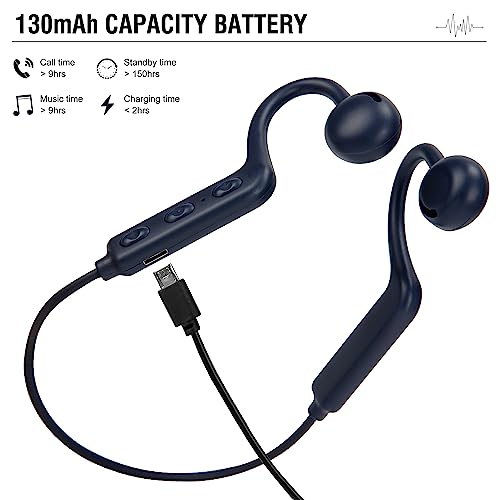 DOVIICO Open Ear Air Conduction Headphones Wireless Bluetooth 5.3 Out of Ear Headphones with Built-in Mic, Enhanced Bass, 10 Hours Play Time, Dual Stereo Drivers Music Sports Earphones(Blue)