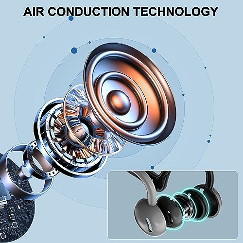 DOVIICO Open Ear Air Conduction Headphones Wireless Bluetooth 5.3 Out of Ear Headphones with Built-in Mic, Enhanced Bass, 10 Hours Play Time, Dual Stereo Drivers Music Sports Earphones(Blue)