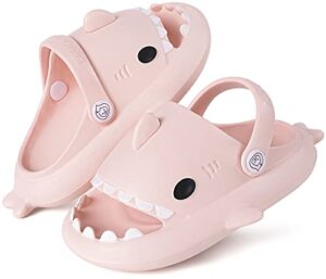 kvbabby cloud shark slides for kids toddlers girls boys novelty open toe sandals cute shower pillow slippers with thick sole for outdoor indoor pink 7-7.5 toddler