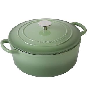 EDGING CASTING Enameled Cast Iron Dutch Oven Pot With Lid, 5.5 Quart, for Bread Baking, Cooking, Pistachio Green