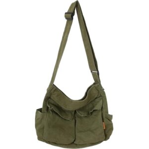 canvas messenger bag large hobo crossbody bag with multiple pockets casual shoulder tote bag for women and men