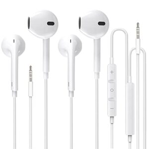 2 pack -apple earbuds for iphone headphones [apple mfi certified] with 3.5mm connector with mic volume control compatible with iphone/ipad/ipod, computer, mp3/4, android 3.5mm audio devices