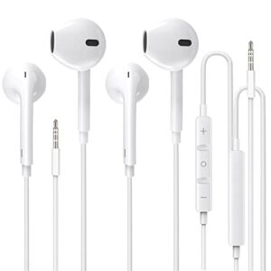 2 Pack -Apple Earbuds for iPhone Headphones [Apple MFi Certified] with 3.5mm Connector with Mic Volume Control Compatible with iPhone/iPad/iPod, Computer, MP3/4, Android 3.5mm Audio Devices