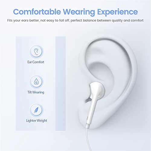 2 Pack -Apple Earbuds for iPhone Headphones [Apple MFi Certified] with 3.5mm Connector with Mic Volume Control Compatible with iPhone/iPad/iPod, Computer, MP3/4, Android 3.5mm Audio Devices