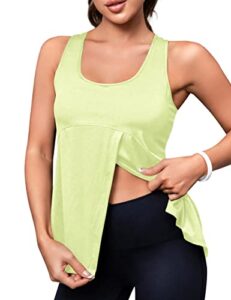 blooming jelly workout tank tops for women racer back built in bra shirts sleeveless athletic yoga top (medium, yellow)