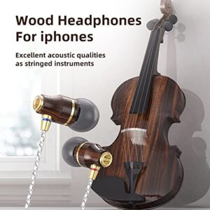 KBEAR Wooden iPhone Headphones Earbuds Earphones wtih Lightning Connector, [Apple MFi Certified] Lightning Headphones for iPhone with Microphone Controller, Compatible All Apple Devices Black