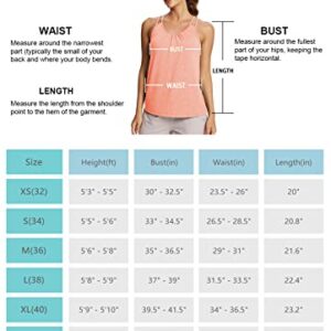 BALEAF Women's Workout Tank Tops with Built in Bras Flowy Loose Fit Summer Yoga Exercise Tops Heather Coral L