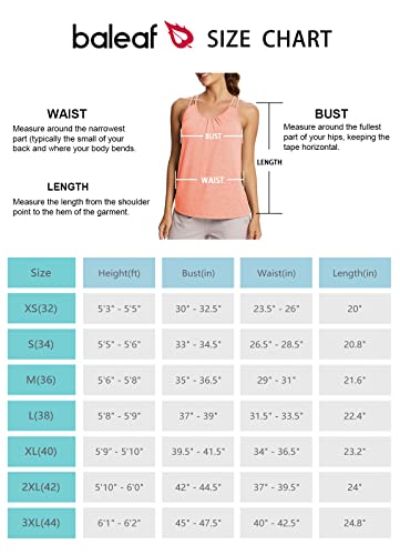 BALEAF Women's Workout Tank Tops with Built in Bras Flowy Loose Fit Summer Yoga Exercise Tops Heather Coral L