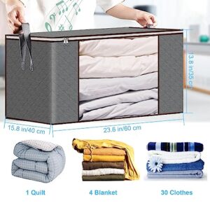 90 L Large Clothes Storage Bags, 6 Pack Blanket Storage Bag with Zipper and Handles, Comforter Storage Containers, Foldable Clothing Storage Bins Organizers for Closet Sweater Linen Organizing HAHAYOO