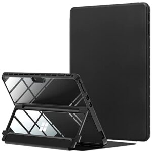 moko designed for surface pro 9 case/surface pro 8 case, crystal clear multi-angle shockproof cover for microsoft surface pro 9 (2022), work with surface pro signature keyboard, black