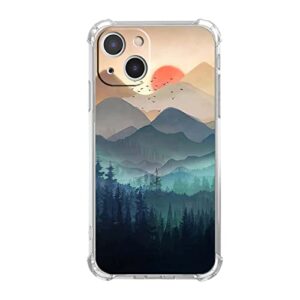 vesidurt mountain sunset for iphone 13 mini case,nature wilderness landscape pattern case for men women,trendy soft tpu protective case for iphone 13 mini