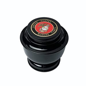 black simple alloy cremation urn with us marine corps emblem - adult size - urn for adult ashes - cremation urn for adult ashes - urns for human ashes - funeral urns - 200 cu. in.