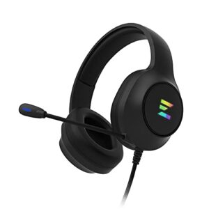 zalman hps310 wired over ear headphones, gaming headset w/flexible microphone, hi-fi 7.1 surround sound, adjustable headband, memory foam earpads, rgb spectrum, 50mm neodymium drivers - black