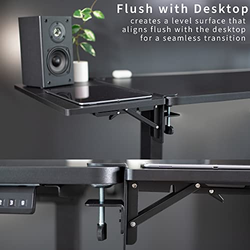 VIVO Clamp-on 24 x 12 inch (14 Including Clamps) Desk Extender, Foldable Keyboard Tray, Table Mount for Sit Stand Desks, Black, DESK-EXT24