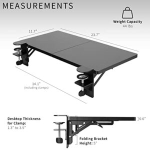 VIVO Clamp-on 24 x 12 inch (14 Including Clamps) Desk Extender, Foldable Keyboard Tray, Table Mount for Sit Stand Desks, Black, DESK-EXT24