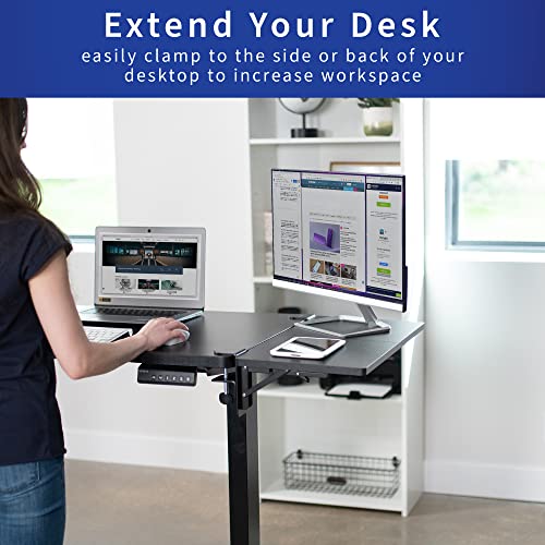 VIVO Clamp-on 24 x 12 inch (14 Including Clamps) Desk Extender, Foldable Keyboard Tray, Table Mount for Sit Stand Desks, Black, DESK-EXT24